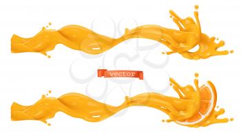 Orange sweet splash. 3d realistic vector illustration