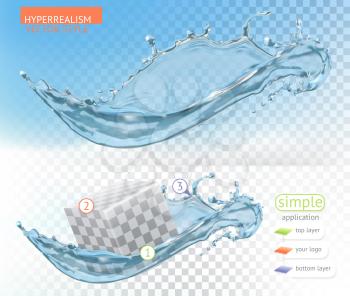 Water splash with transparent. 3d vector realistic object