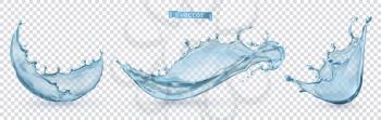 Water splash with transparent. 3d vector realistic object set