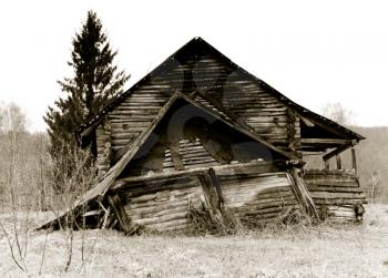 Old abandoned, collasping russian rural house