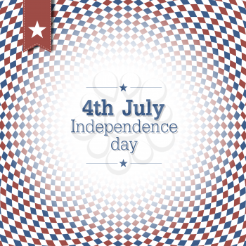 Independence Day. 4th of July. Poster design with blue and red checkered abstract background.