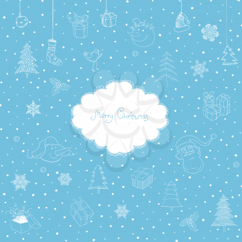 Merry Christmas Cute Vector Background.