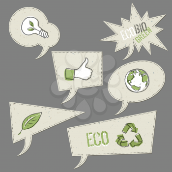 Ecology icons in speech bubbles. Vector elements collection, EPS10.