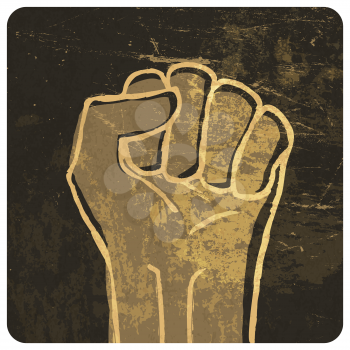 Fist illustration. With grunge texture, vector