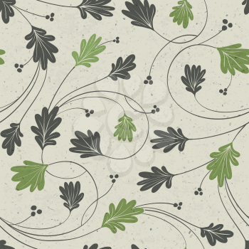 Oak leaves stylized seamless pattern, vector.