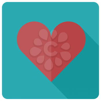 Flat heart icon, vector