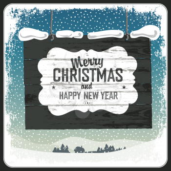 Merry Christmas Greeting Retro Card. Vector