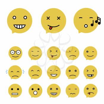 Emoticons Collection. Set of Emoji. Flat style. Different Emoticons. Vector illustration