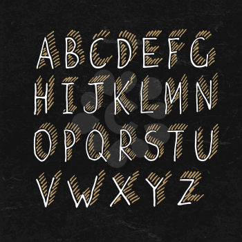 Hand-drawn Shadowed Alphabet on BlackBoard Texture
