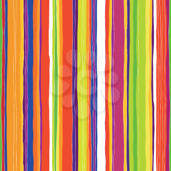 Abstract colorful stripes pattern. Seamless hand-drawn lines vector design.