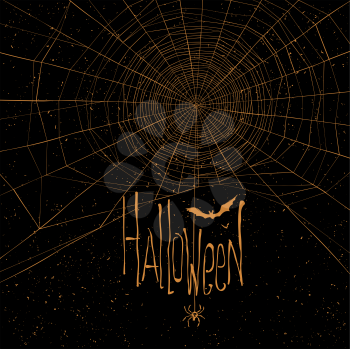 Halloween themed background with spider web and text