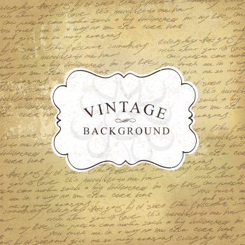 Aged vintage old paper with handwritings background. Vector illustration