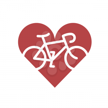 Bicycle in heart. Flat icon