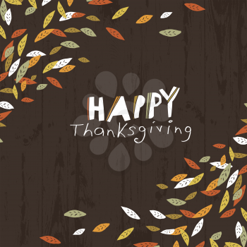 Happy Thanksgiving logotype. Leaf Cut Letters. For holiday greeting cards designs and other projects.