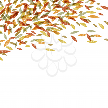 Autumn fallen leaves. Autumn fall illustration. For autumn and thanksgiving greeting cards designs. Hand drawn quirky vector illustration. Up edge composition with space for text