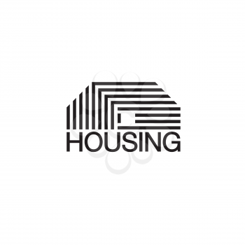 Mono line house logo. Monochromatic vector logotype.