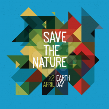 Happy Earth day poster. 22 April. Colorful abstract nature geometric background.