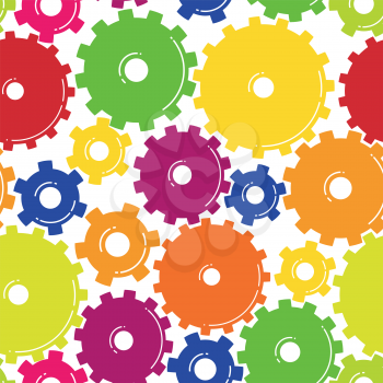 Seamless colorful background with gears. Vector seamless pattern design