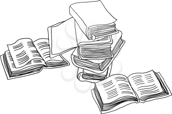 Stack of books. Vector doodle illustration.