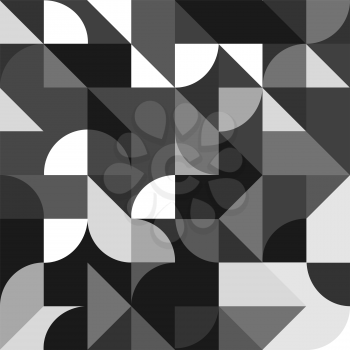 Monochrome Abstract Geometric Shapes Background. Seamless Vector background
