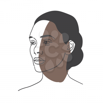Abstract afro american female portrait. Beautiful african american young woman with afro hairstyle. Abstract vector illustration of a young female adult.