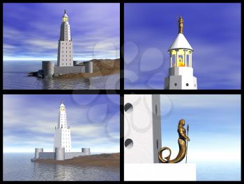 Lighthouse of Alexandria. 3D reconstructions