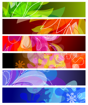 Set of six horizontal decorative banners backgrounds