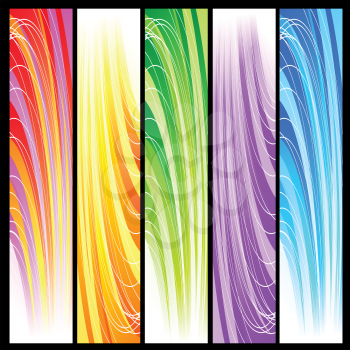 Set of five vertical decorative banners backgrounds