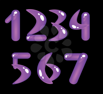 Violet shiny alphabet. Digits (part 1)