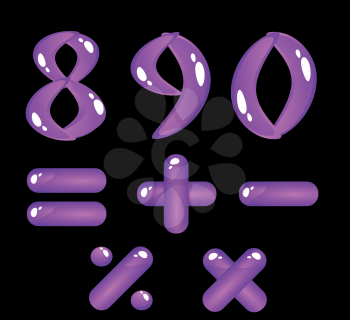Violet shiny alphabet. Digits (part 2)