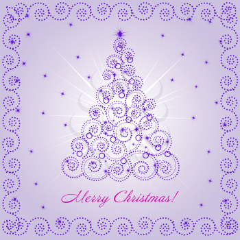 Christmas card with ornate decorative christmas tree