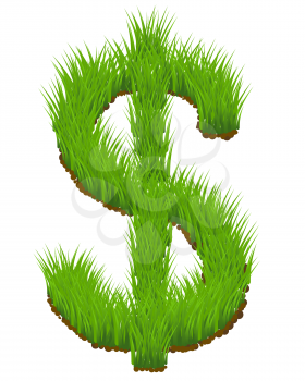 Dollar sign made from fresh green grass