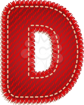 Letter D from red textile alphabet