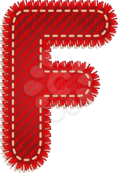 Letter F from red textile alphabet