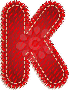 Letter K from red textile alphabet
