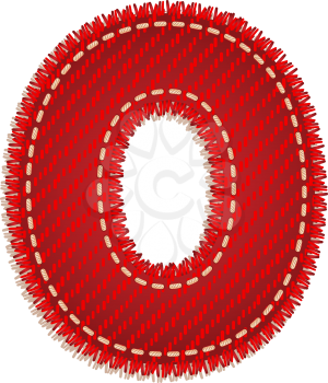 Letter O from red textile alphabet