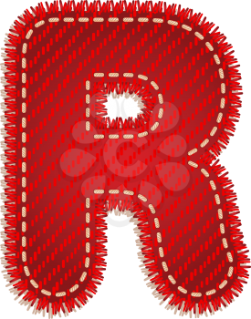 Letter R from red textile alphabet