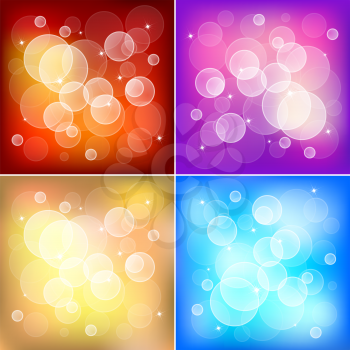 Set of abstract backgrounds with bokeh effect