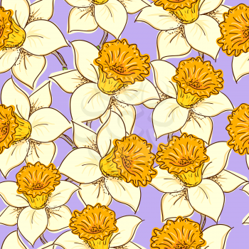 Seamless pattern with flowers daffodil (narcissus )