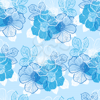 Decorative seamless floral pattern with flowers of peony
