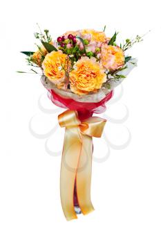 colorful autumn flower bouquet arrangement centerpiece in vase isolated on white background