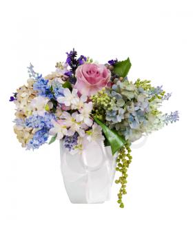 colorful flower bouquet arrangement centerpiece in vase isolated on white