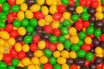 Multicolored candies. Decoration background. Closeup.