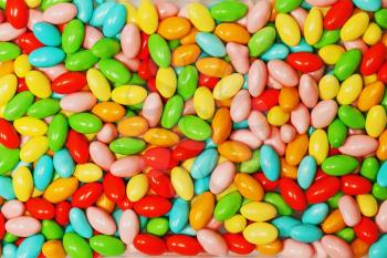 Multi colored candies. Decoration background. Closeup.