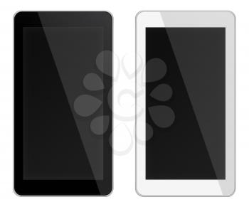 Smart phones with black screens isolated on white background. 3D illustration.