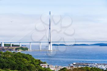 Longest cable-stayed bridge in the world to Russian Island. Vladivostok. Russia.
