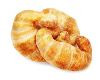 Fresh and tasty croissant isolated on white background.