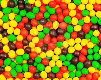Multi colored candies for use as  background. Closeup.