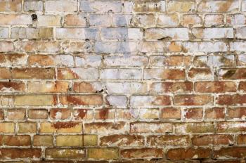 Brick Wall. Old Dark Red Bricks with Cracks and Dirt Spots.