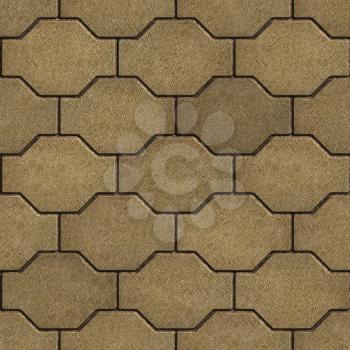 Sand Color with Scuffed Wavy Paving Slabs. Seamless Tileable Texture.